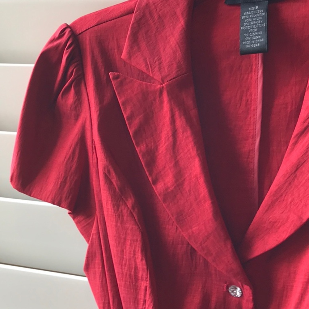 Cachet Red Tie-Waist Short Sleeve Blouse - Picture 6 of 7